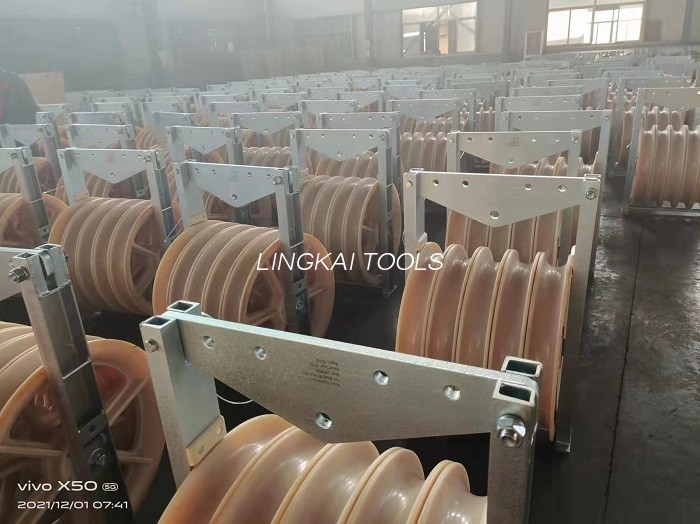 508 X 75 mm tre remskivor växellådsledning Mc Nylon ledare Stringing pilotblock